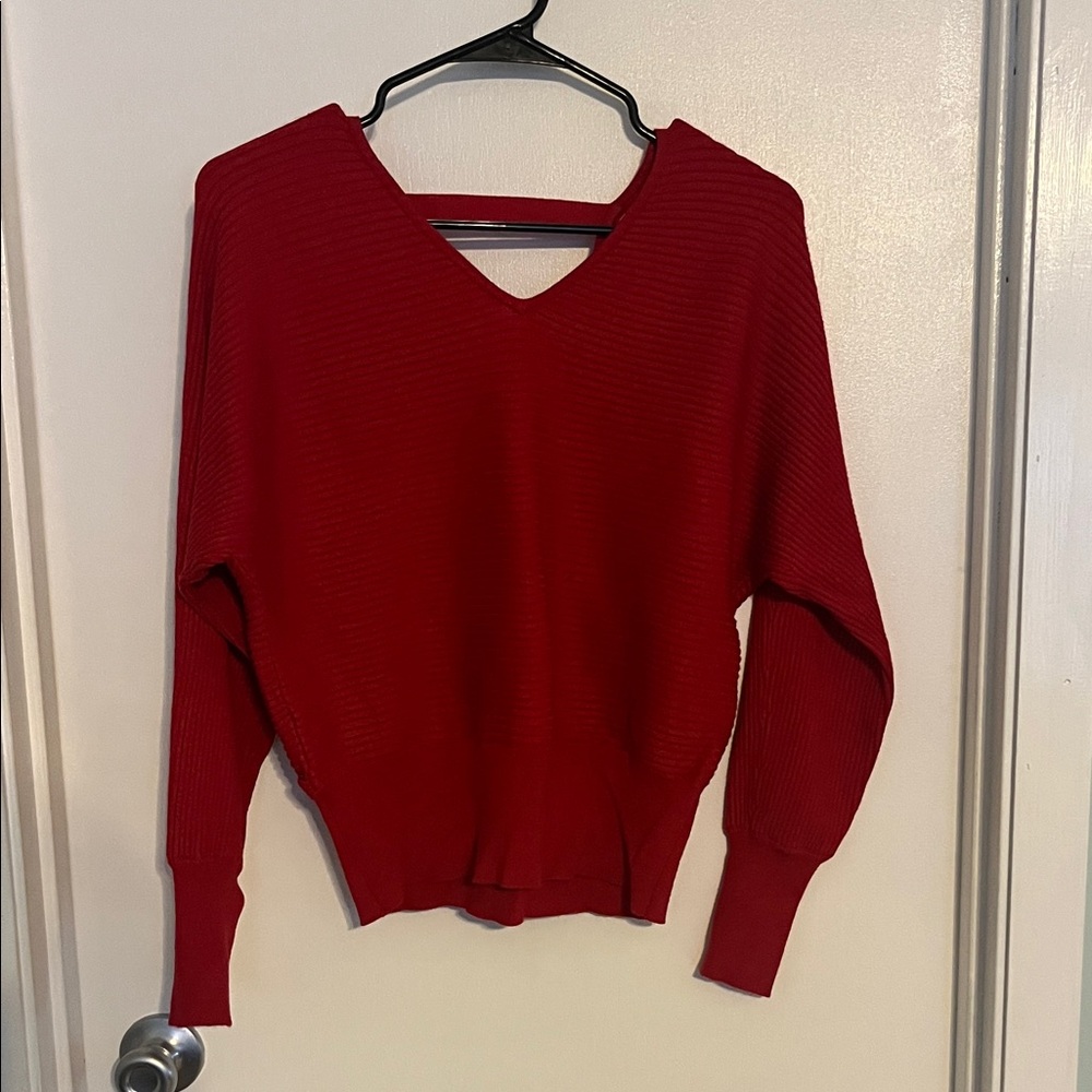 V-Neck Red Women's Sweater by Pinque